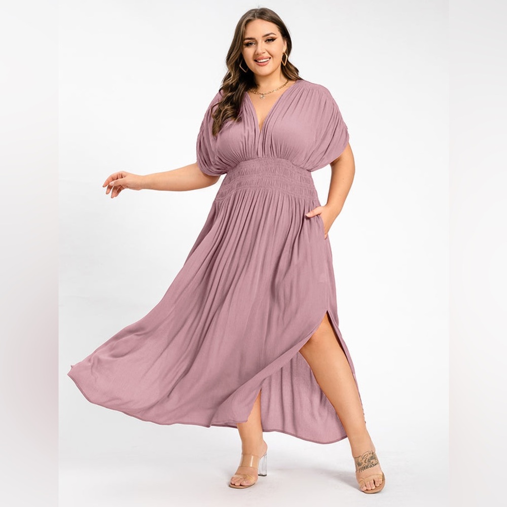 Curvesoul plus size butterfly shoulder mauve pink spring summer